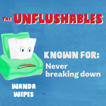 Never flush wipes image.